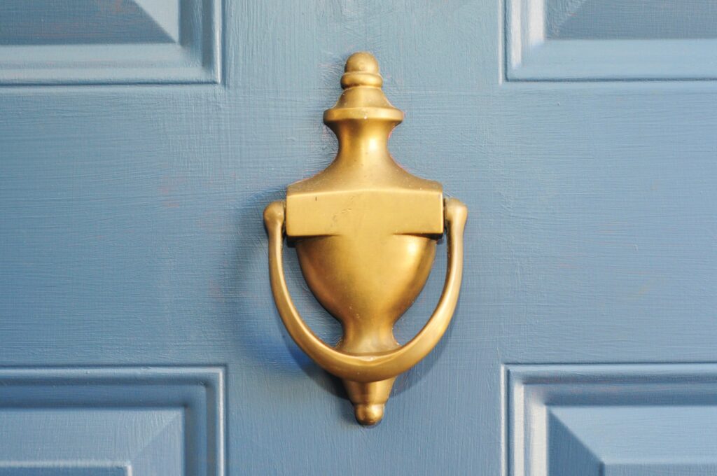 brass knocker on front door