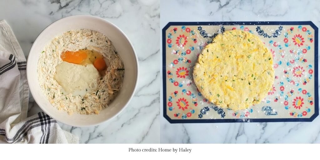cheddar and chive sourdough scone dough