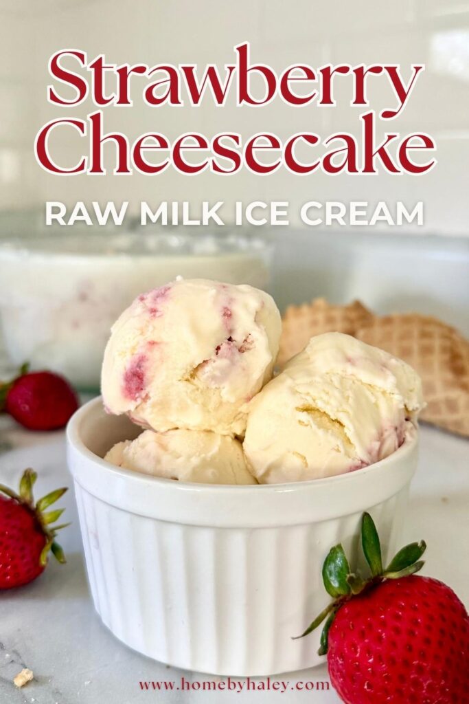 strawberry cheesecake raw milk ice cream