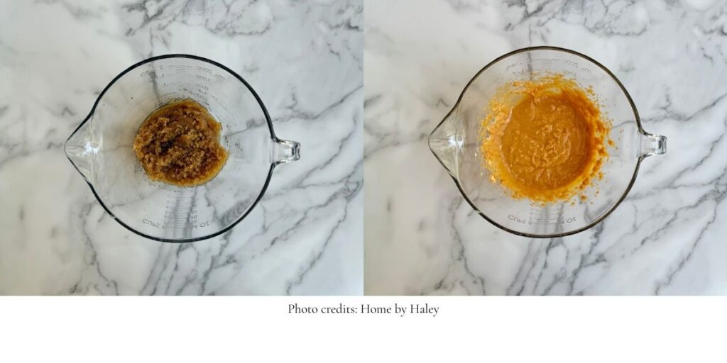 mixing bowl with pumpkin snickerdoodle ingredients in it