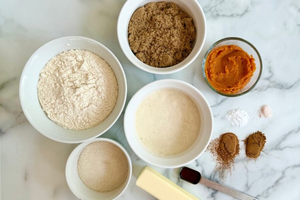 ingredients for sourdough snickerdoodle cookies