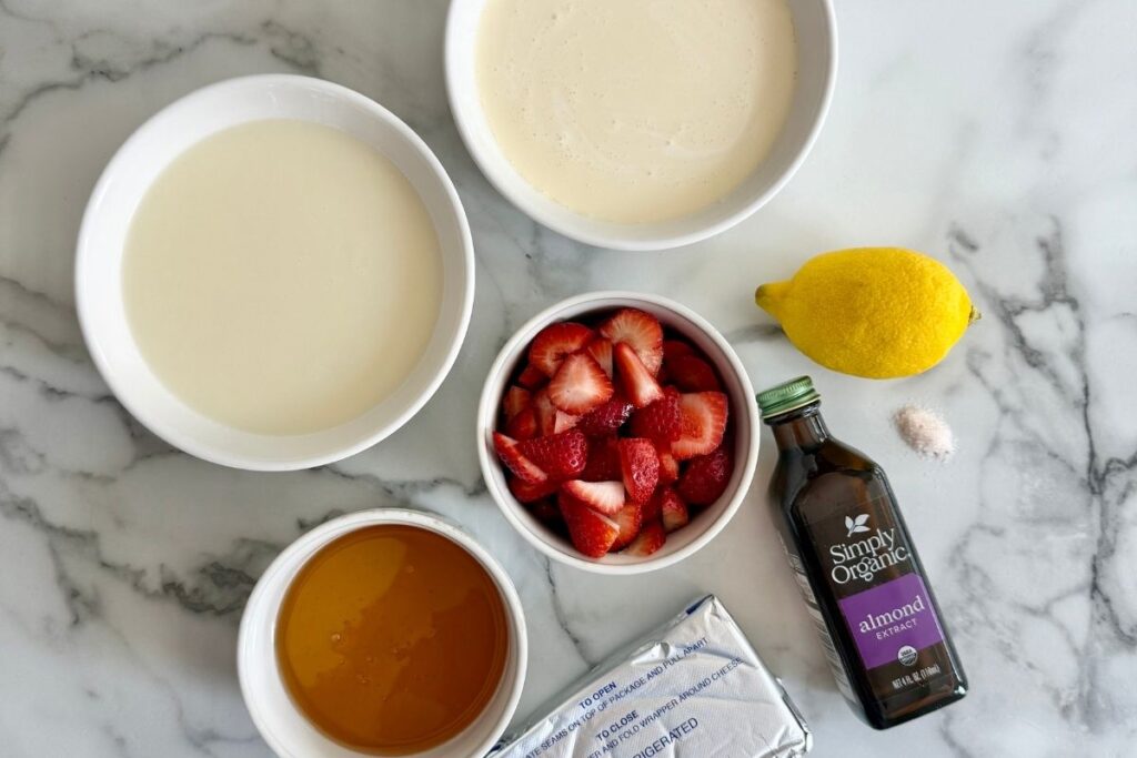 ingredient for strawberry cheesecake raw milk ice cream