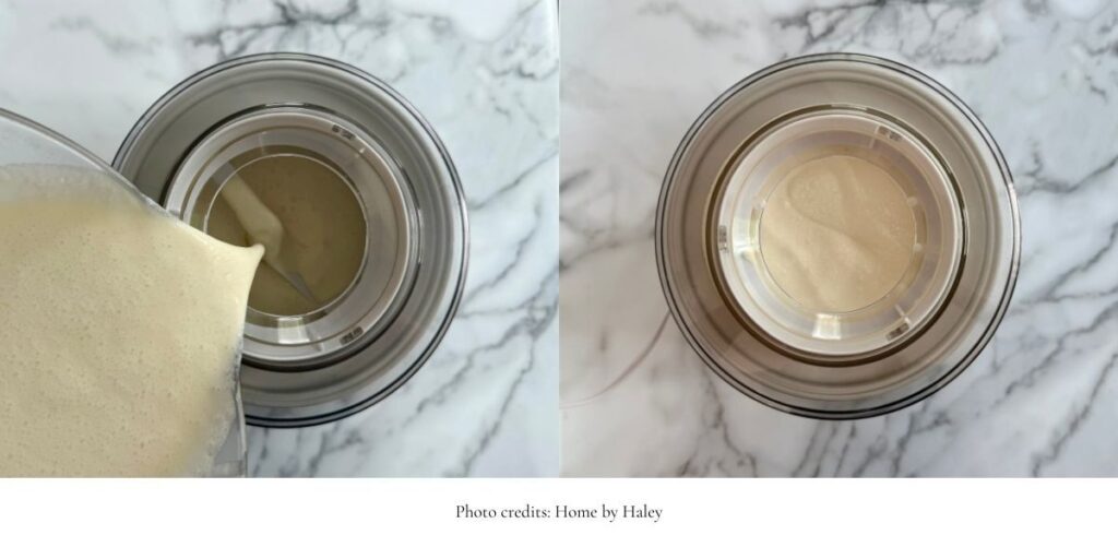 homemade ice cream in an ice cream maker machine