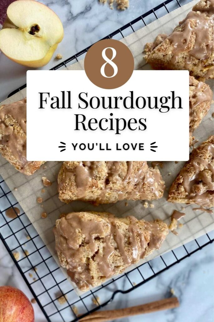 apple cinnamon sourdough discard scones with glaze on a cooling rack