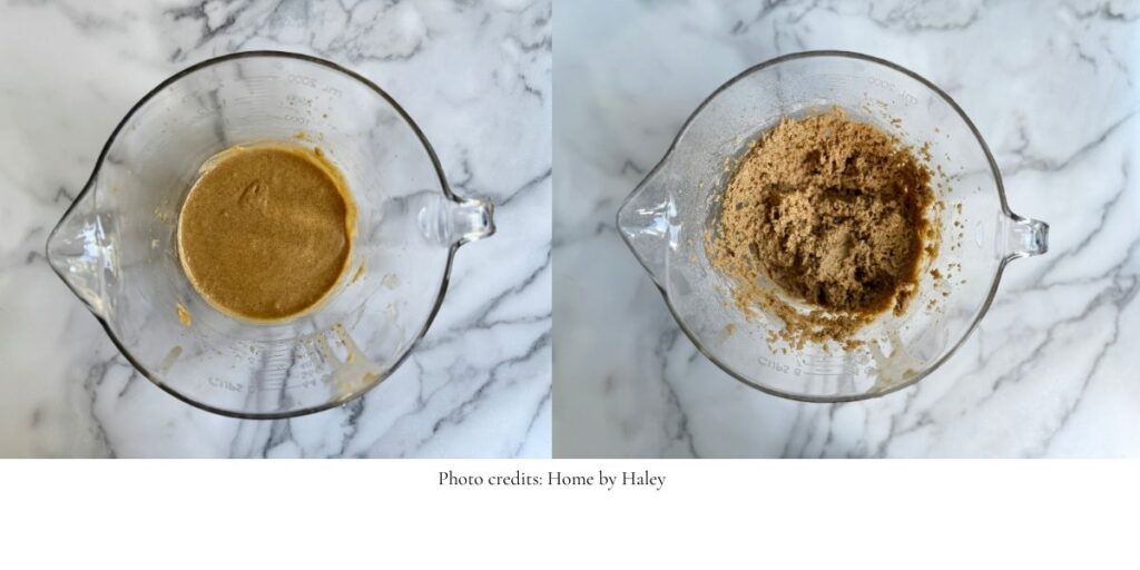 fresh milled brown butter chocolate chip cookie dough in a mixing bowl