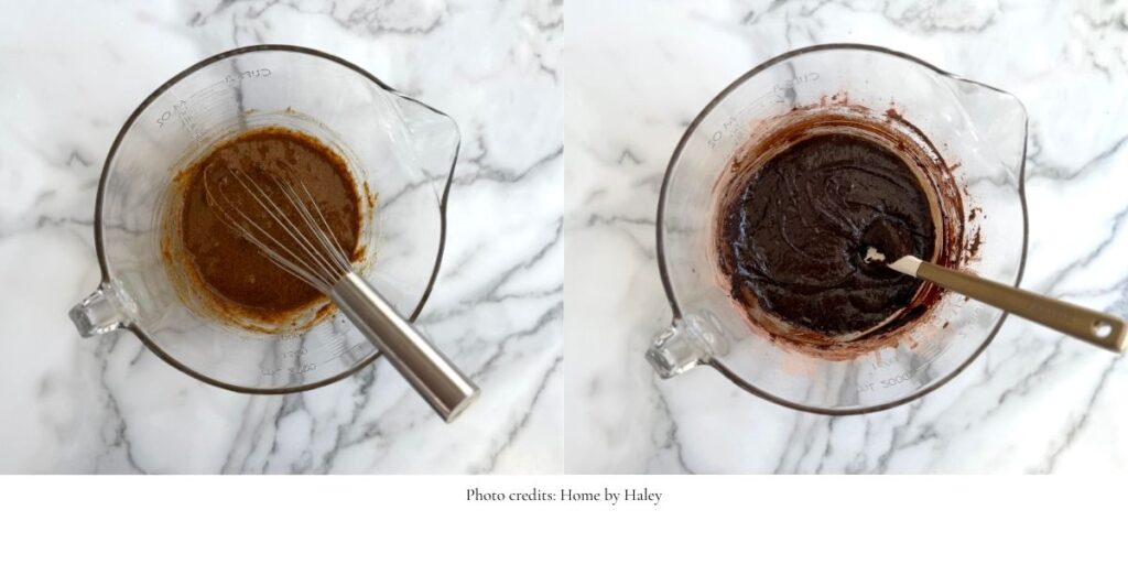 fresh milled einkorn brownie batter in a bowl