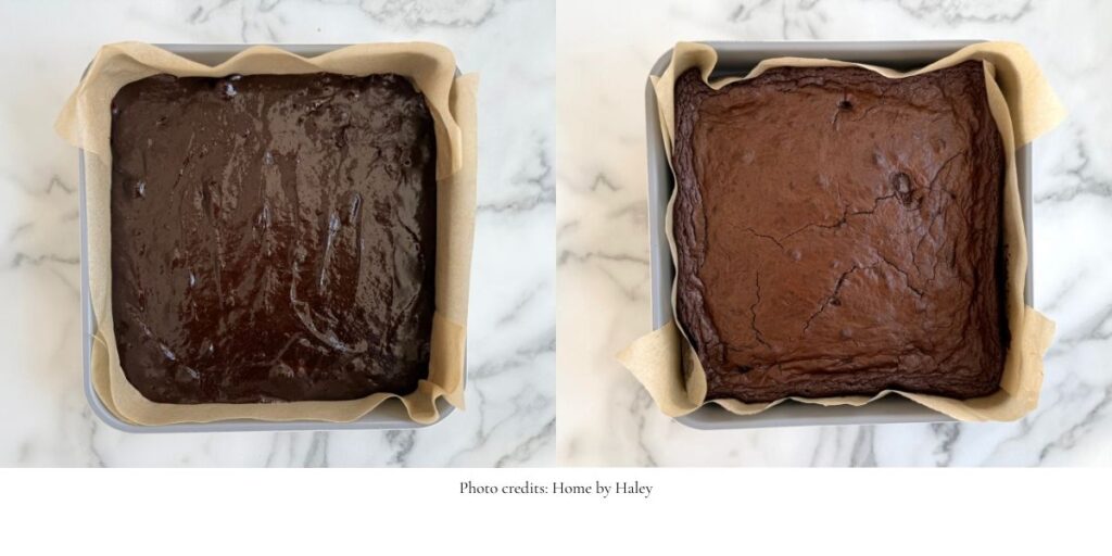 naturally sweetened einkorn brownies in a baking pan