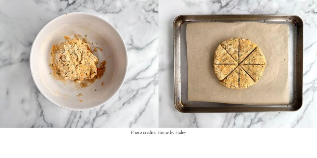 fresh milled einkorn cheddar chive scone dough