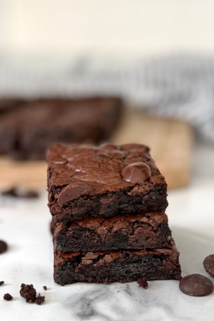 fresh milled fudgy einkorn brownies with chocolate chips
