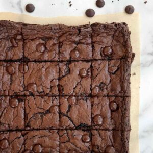 fresh milled einkorn fudgy brownies with chocolate chips