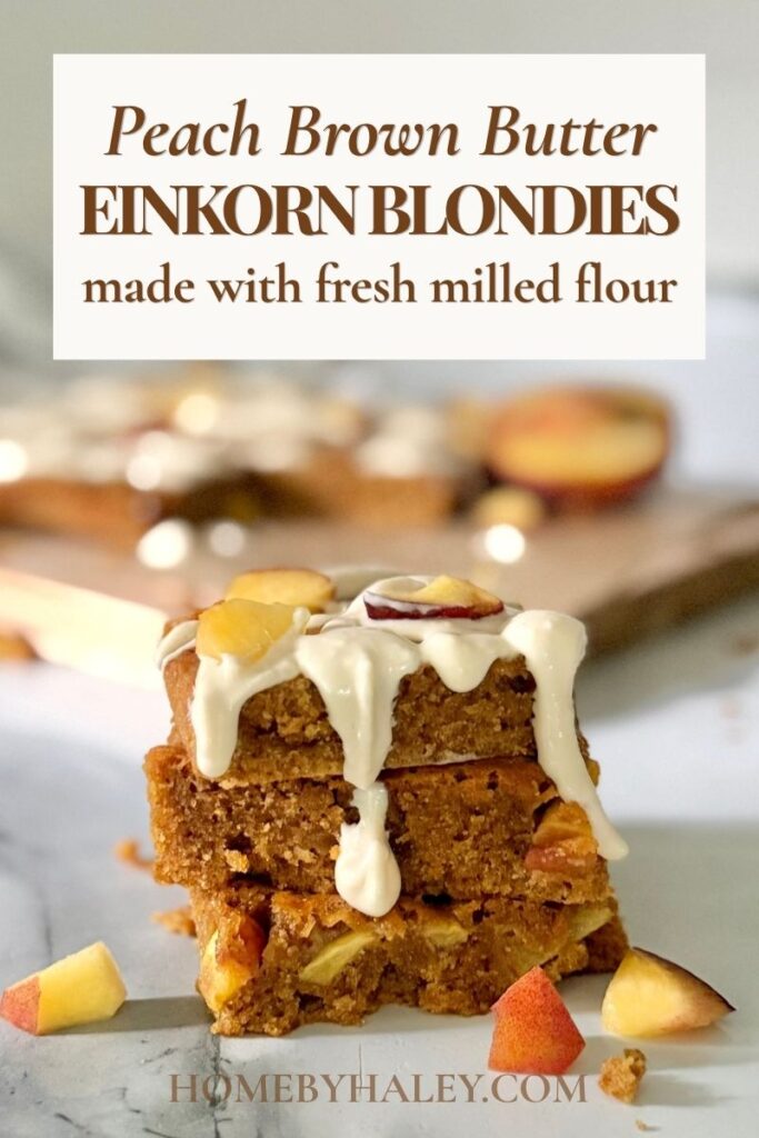 PEACH BROWN BUTTER FRESH MILLED EINKORN BLONDIES 