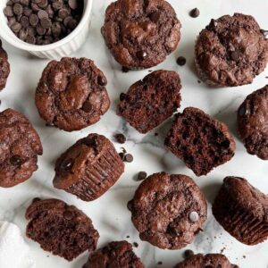 double chocolate fresh milled einkorn muffins