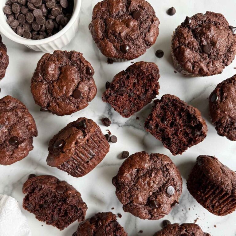 double chocolate fresh milled einkorn muffins