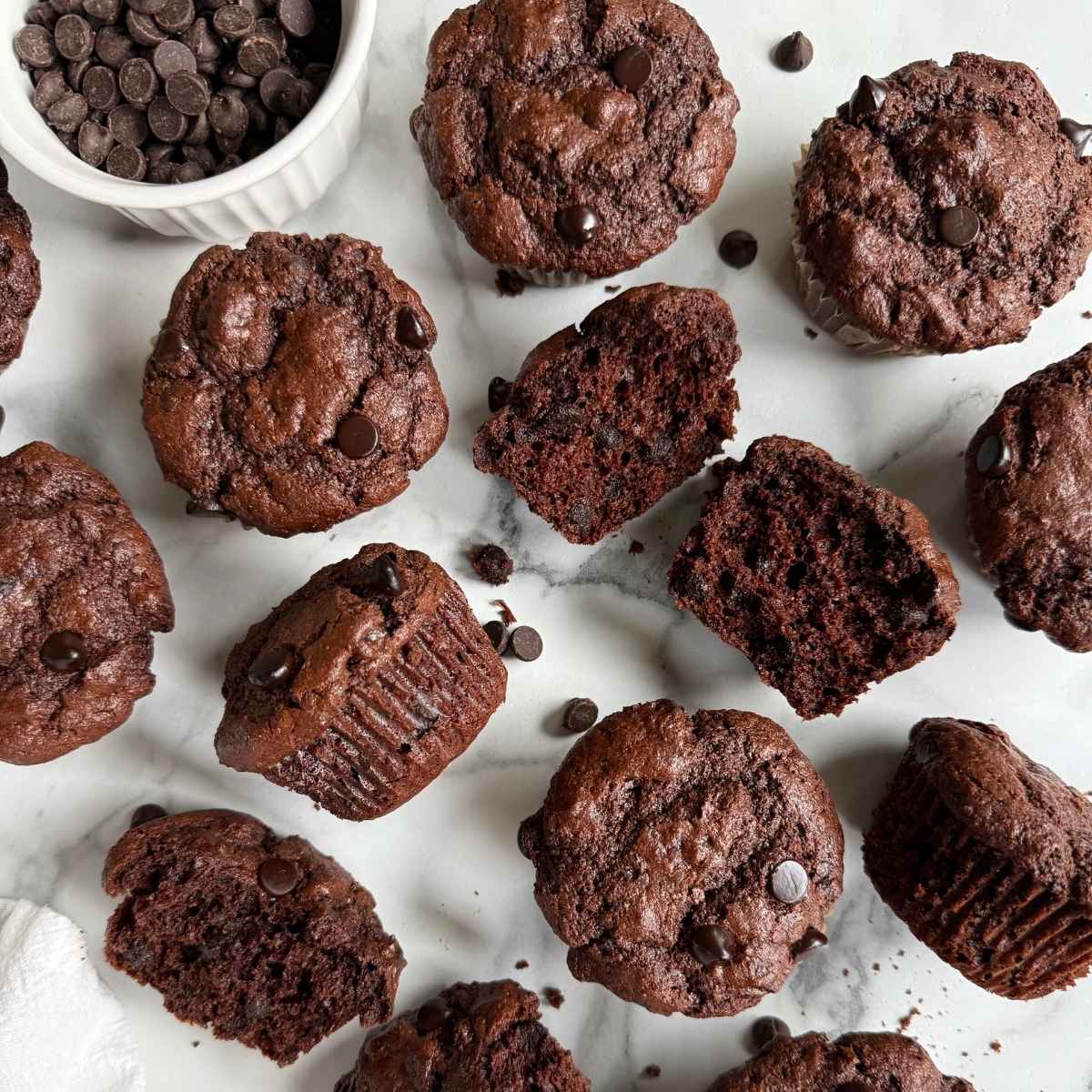 double chocolate fresh milled einkorn muffins