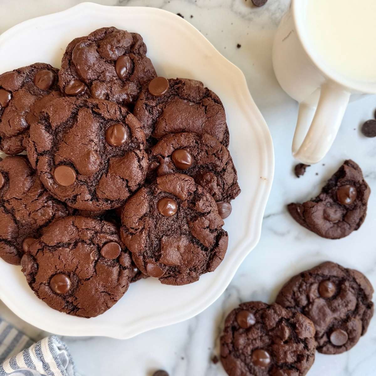 fresh milled einkorn brownie cookies on a plate